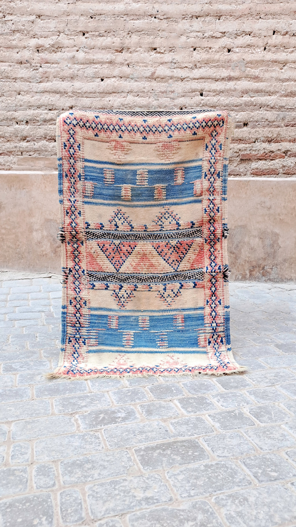 Handmade Moroccan Rug 4x3 Tribal Berber Boujad Geometric Vintage Wool Red  Carpet